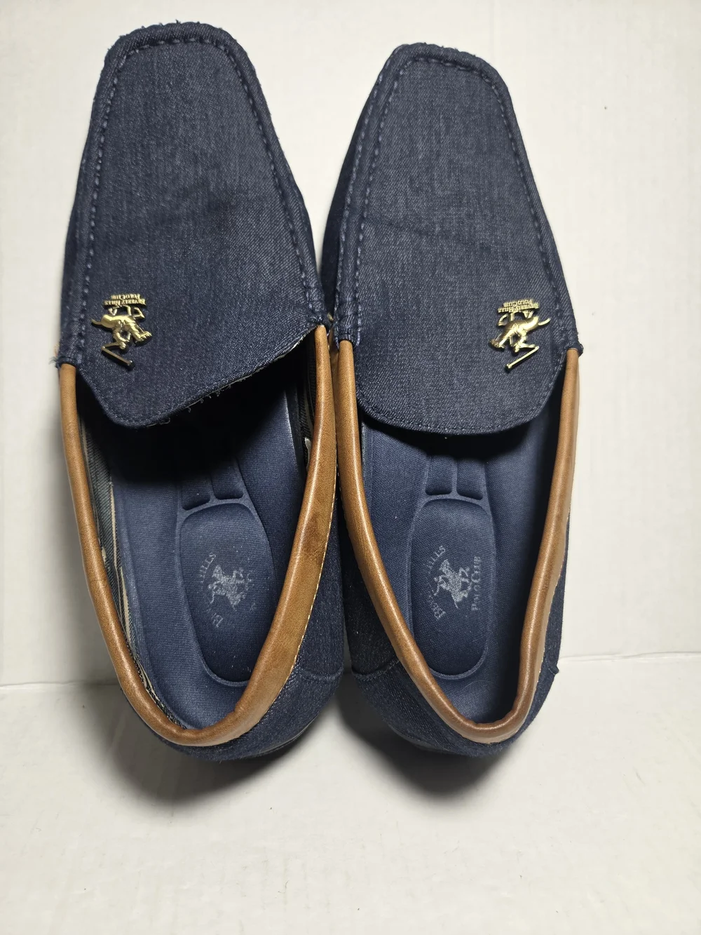 Beverly Hills Polo Club Men's Blue Denim Slip-On Loafer, Square Toe